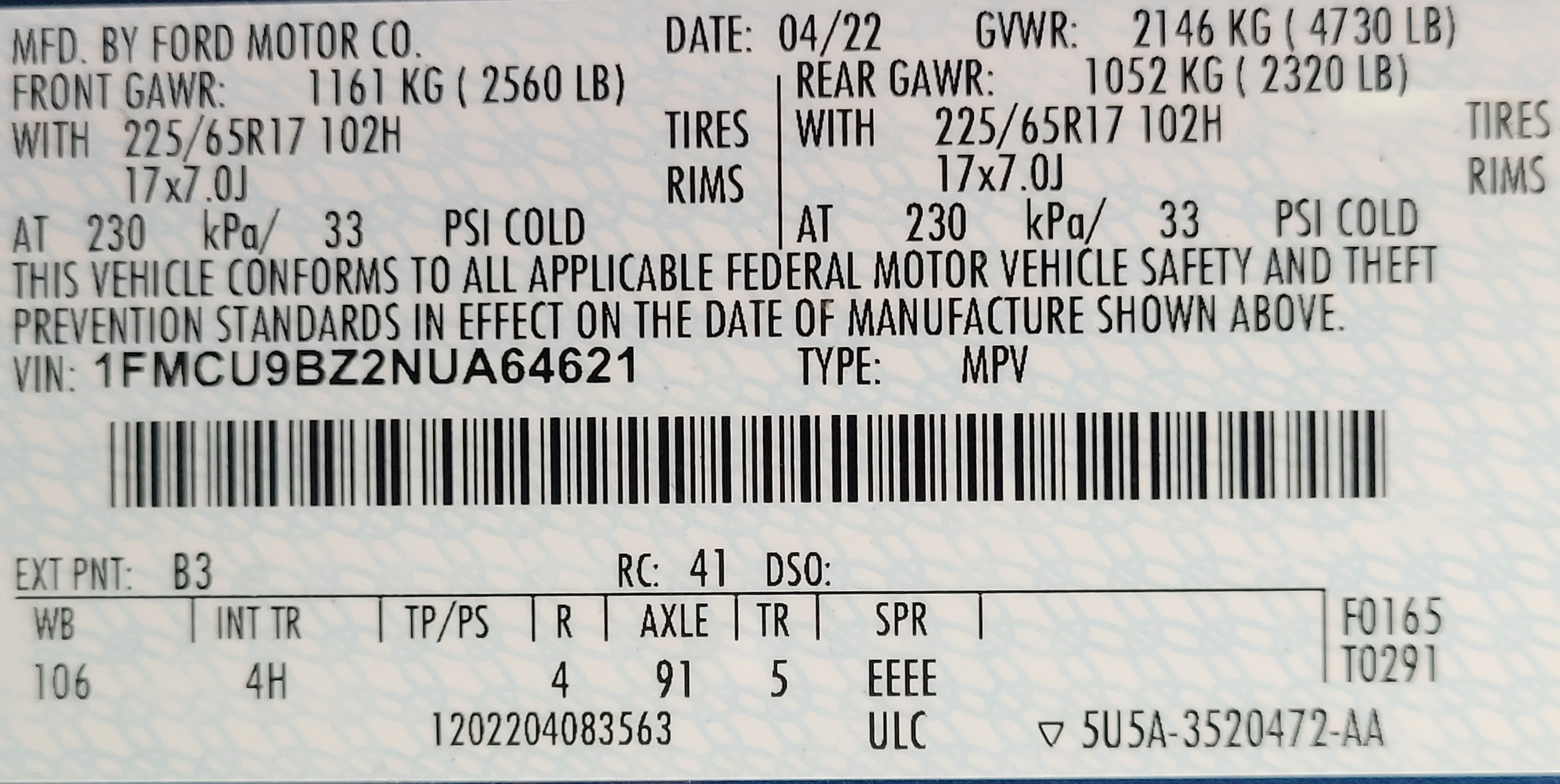 2022 Ford Escape Hybrid SE