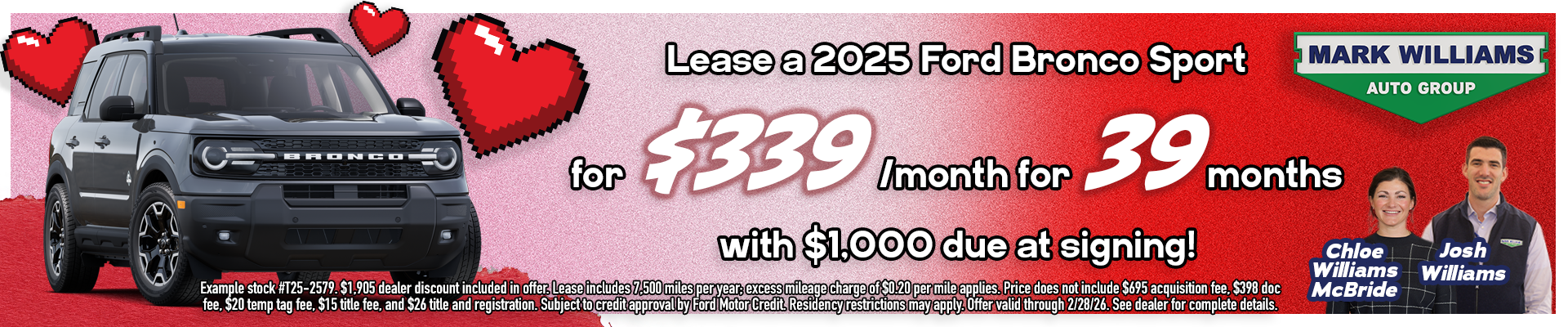 Lease a 2025 Ford Bronco Sport for $339/ month