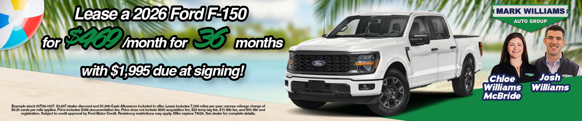 Lease a 2026 Ford F-150 for $469/month for 36 months
